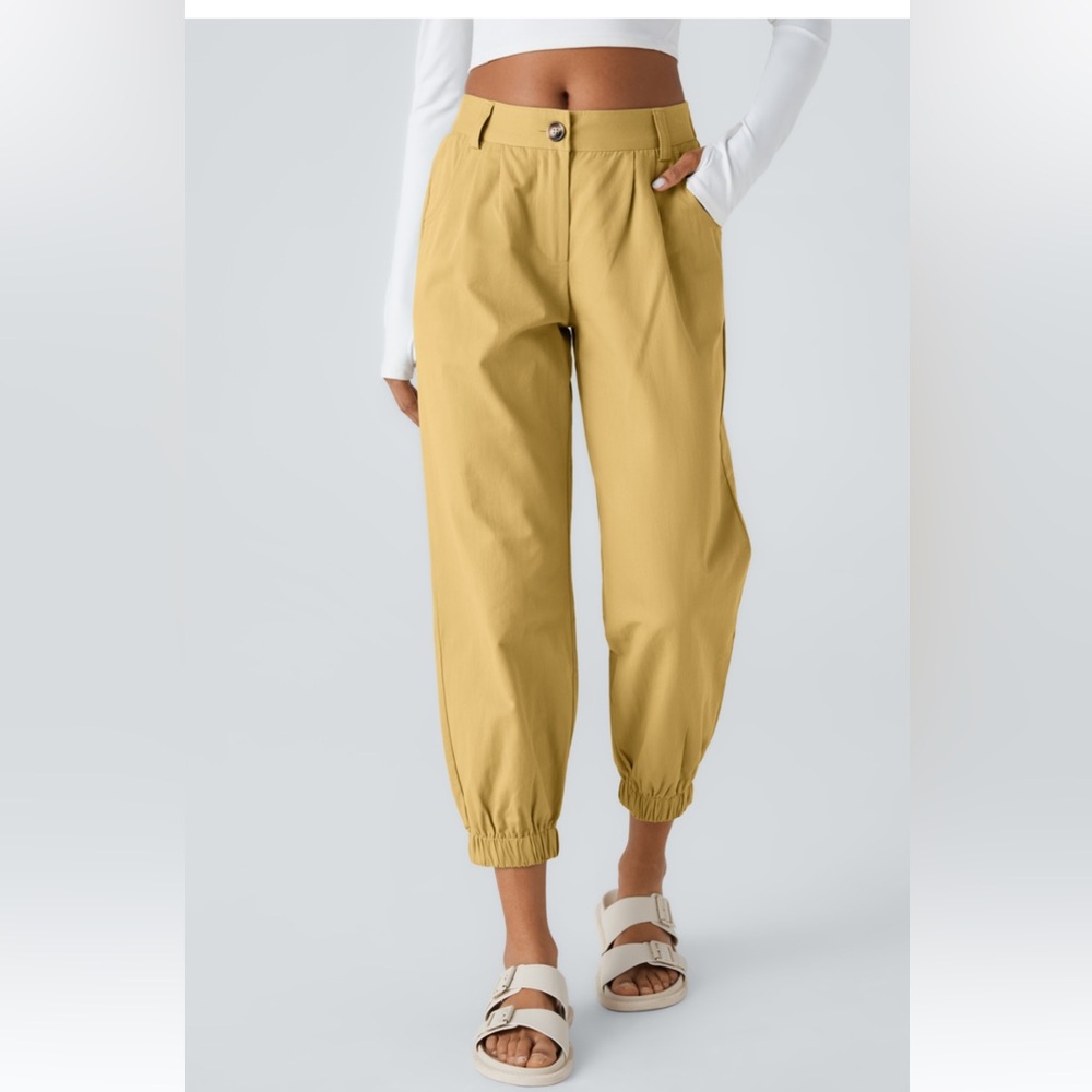 Halara Mid Rise Button Zipper Side Pocket Casual Cotton Jogger